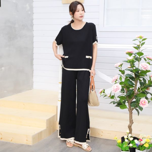Spring and summer knitted fashion long pants a set for women